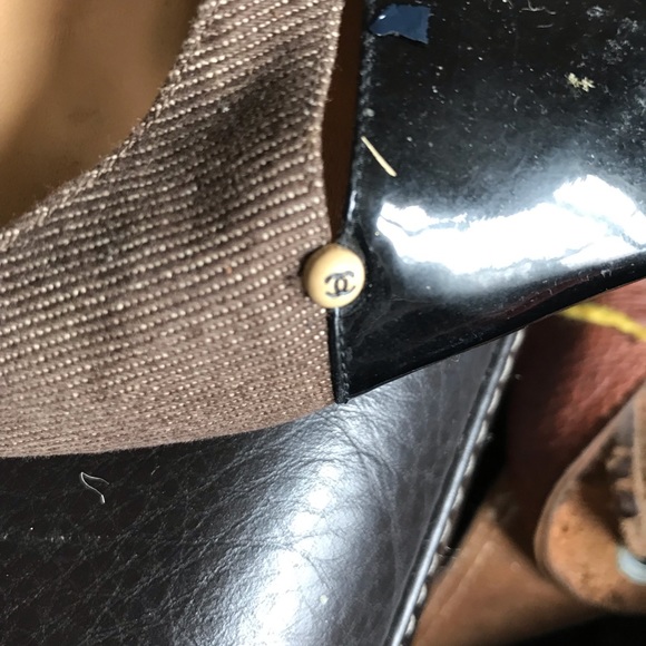 Brown fabric and patent leather sling back shoes , EU 38 - Picture 5 of 9